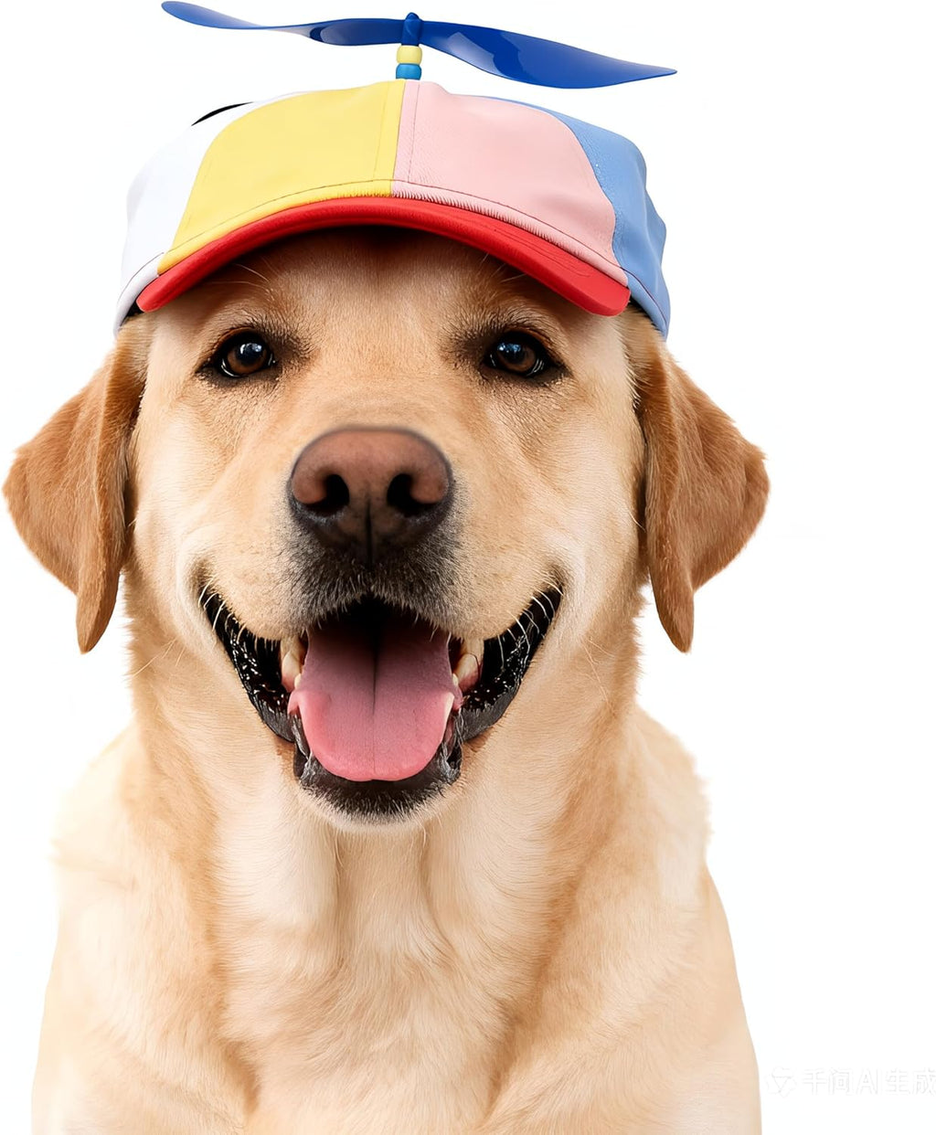 Close up of colorful helicopter propeller on Ifnov pet hat