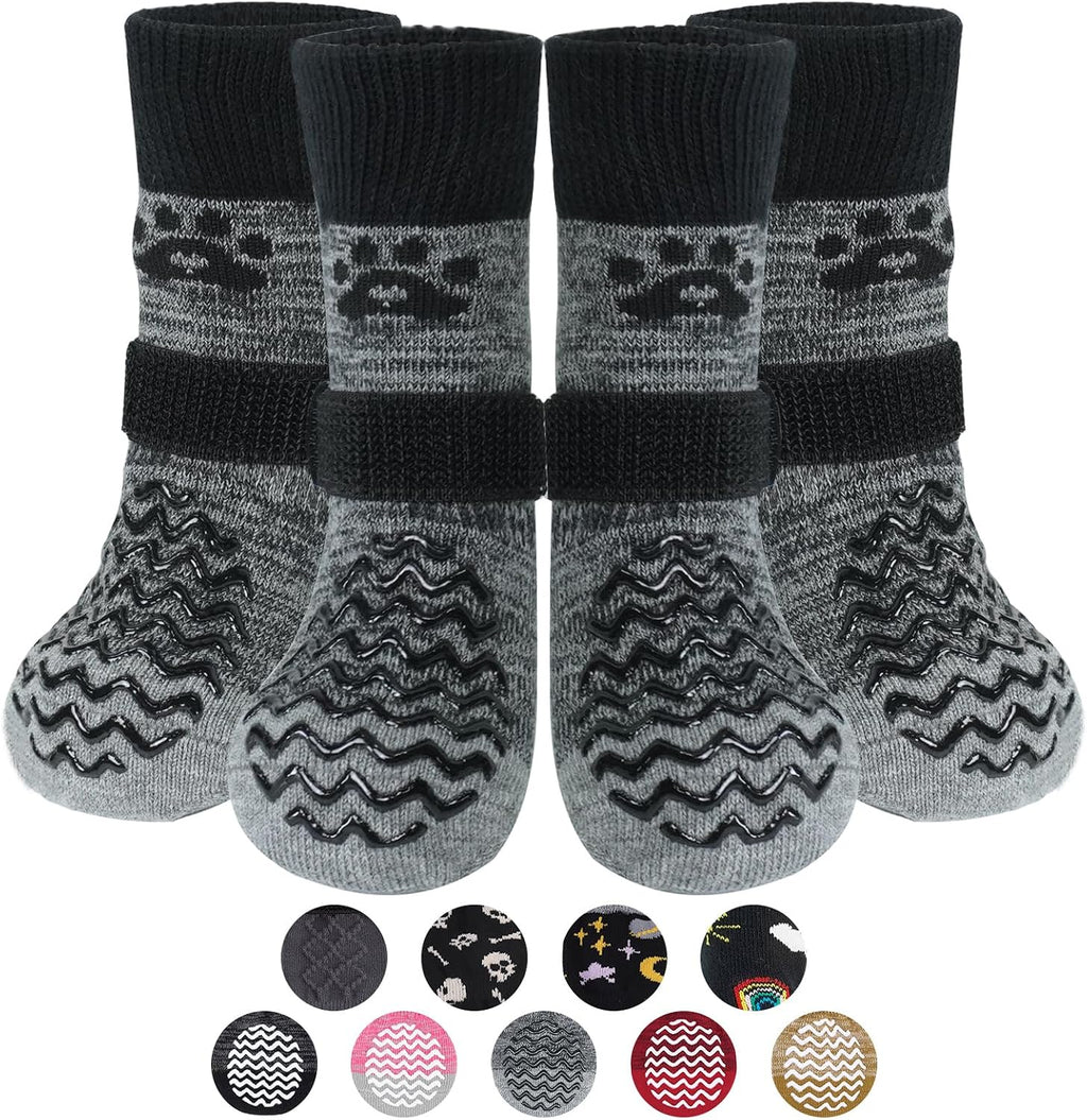 PUPTECK Anti Slip Dog Socks with Double Grippers for Hardwood Floors, Shoes for Hot/Cold Pavement, Boots & Paws Protectors to Prevent Licking, Traction Booties for Senior Small Large Dogs - Image 13