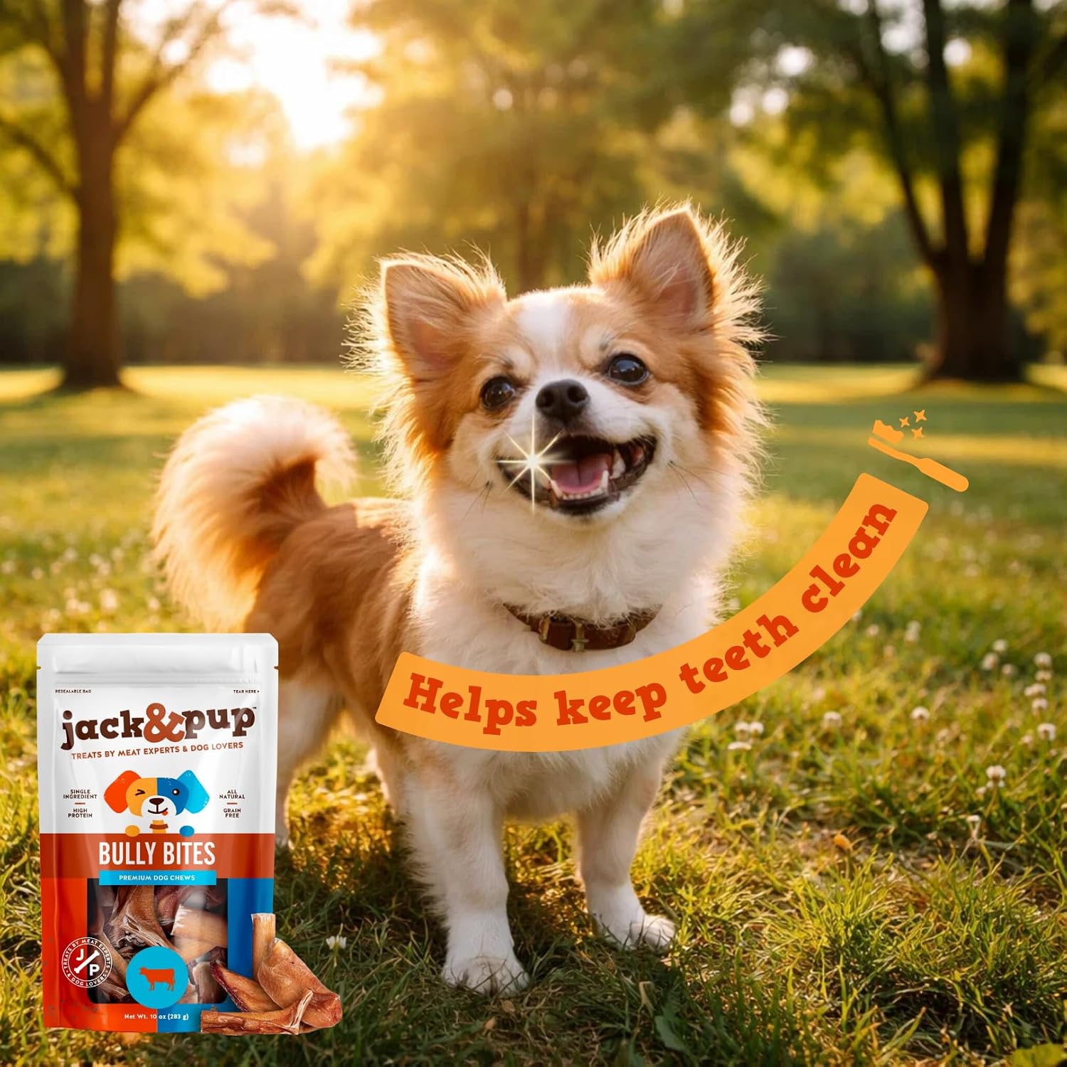 Jack and Pup grain free grass fed beef treats close up view