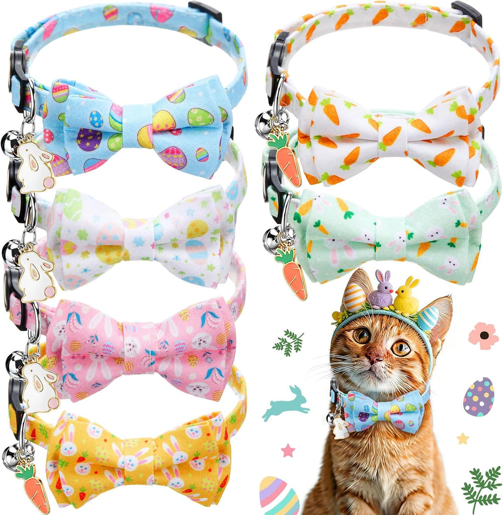 Hsei 6 Pcs 4th of July Cat Bow Collars Pariotic 250th Anniversary Kitten Breakaway with Tie Bell USA Star Red Blue White Adjustable Bowtie for Funny Boy Girl Cats Small Dog Bowtie American Gifts - Image 10