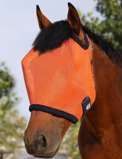 Harrison Howard All Round Mesh Horse Fly Mask UV Protective with Fleece Padded Edging Magenta L - Image 12