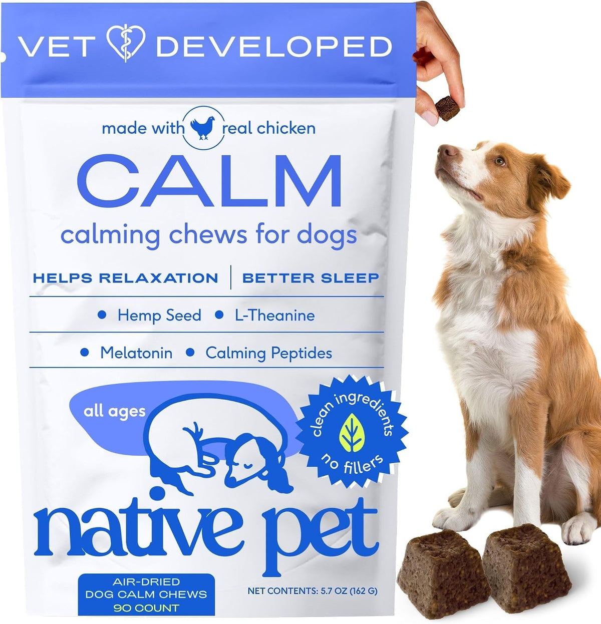 Native Pet Calming Chews for Dogs - Promotes Calming Effect, Supports Emotional Balance & Reduces Hyperactivity - Hemp Seed, Melatonin for Dogs, L-Theanine & Casein - Air-Dried 30 Chews - Image 11