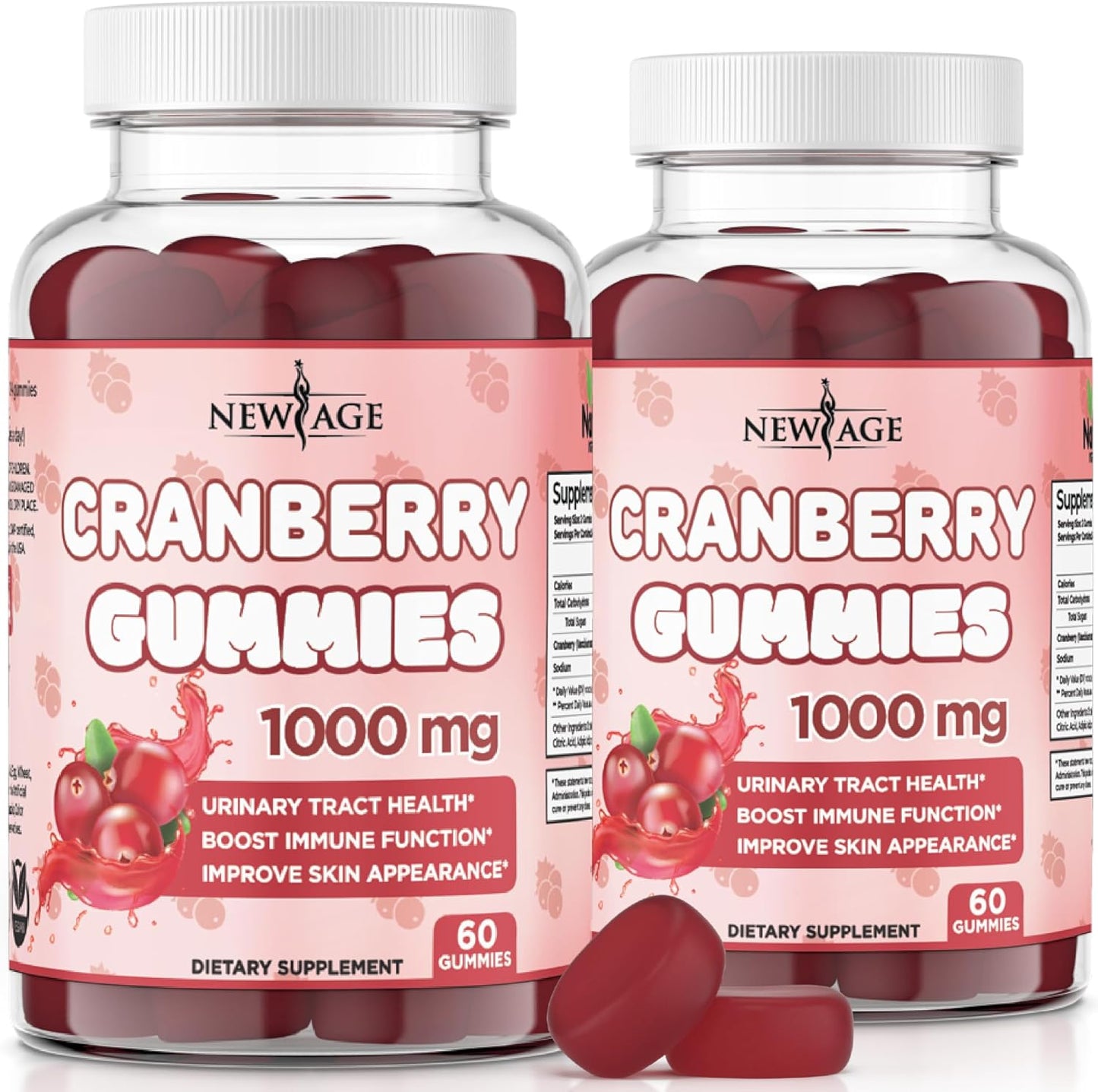 New Age Cranberry Gummies 1000mg front view bottle