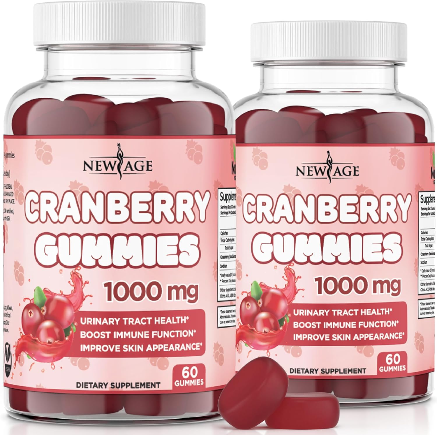 New Age Cranberry Gummies 1000mg front view bottle