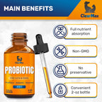 Clear Max liquid digestive support bottle showing weight based daily dosage instructions