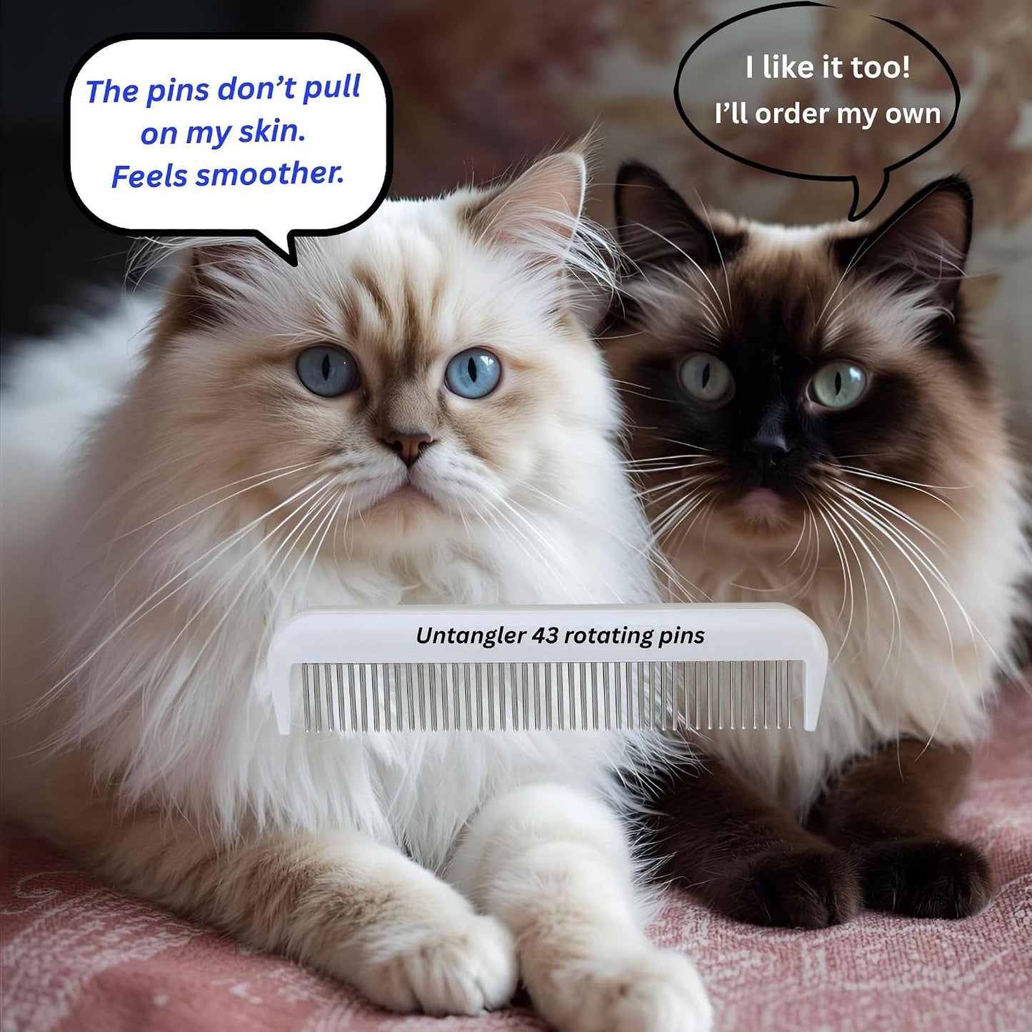 Stainless steel rotating teeth comb for pet skin health
