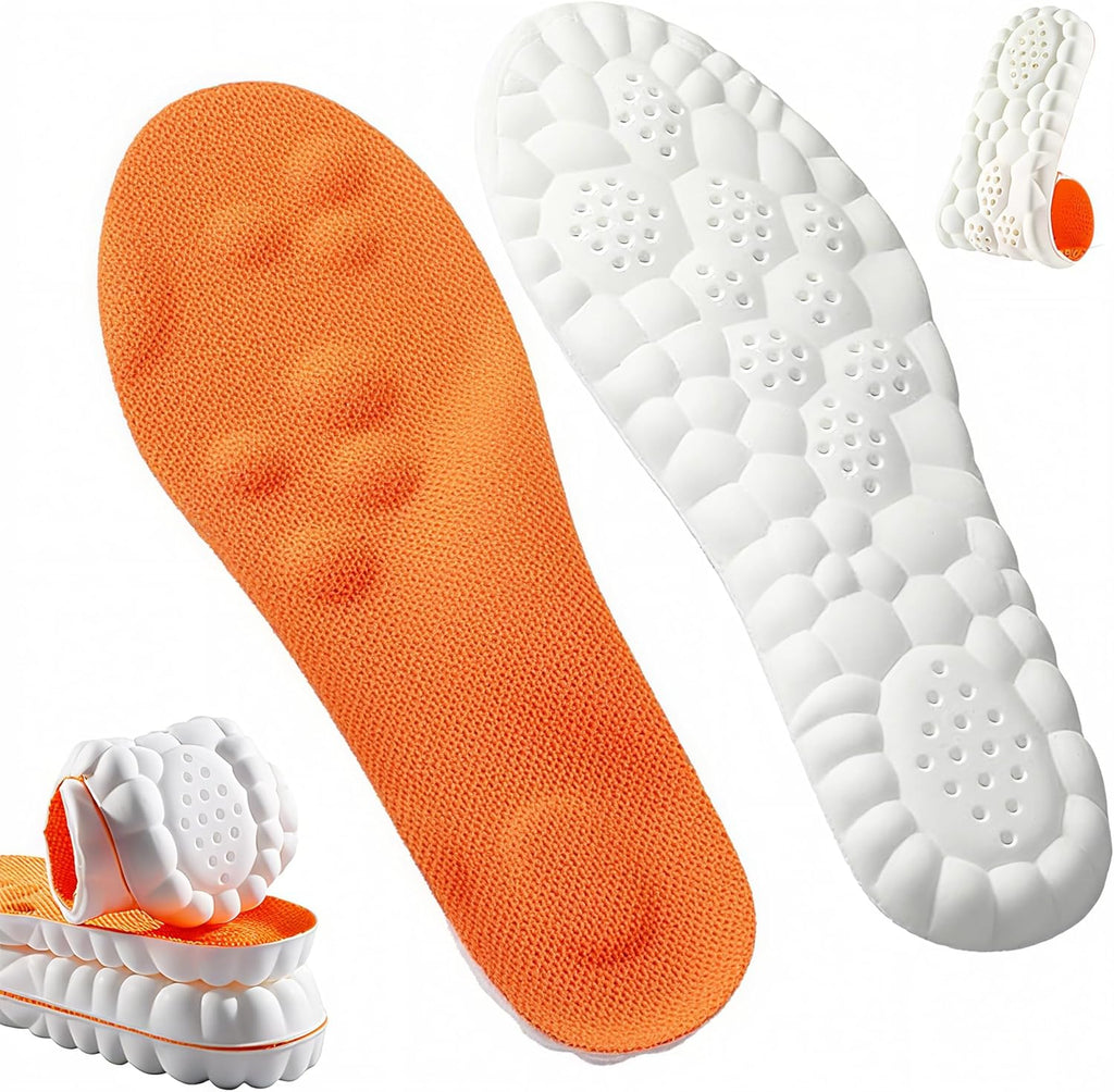 Giwytey 4D Cloud Insoles front view featuring orange massage texture for arch support.