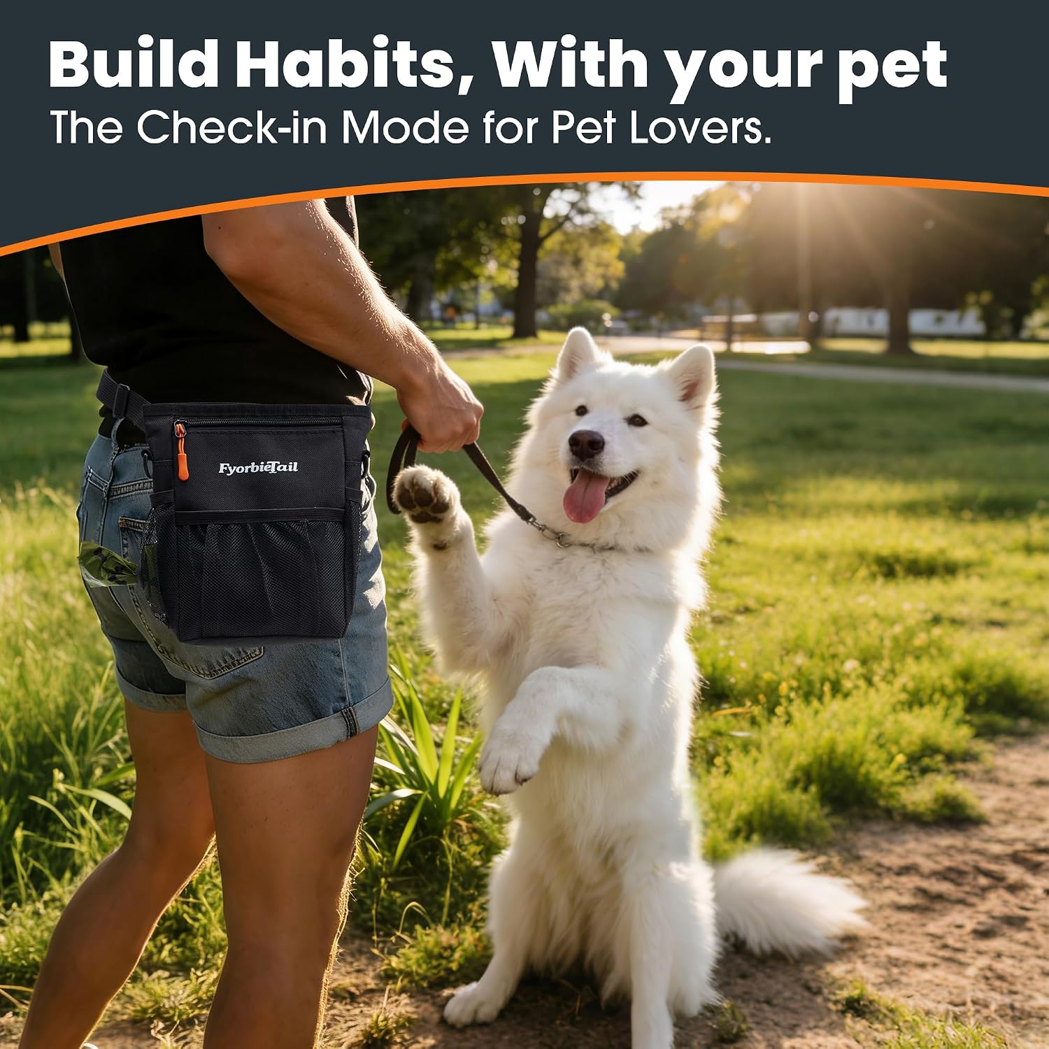Fyorbietail pet accessory pouch showing the heavy duty belt clip attachment