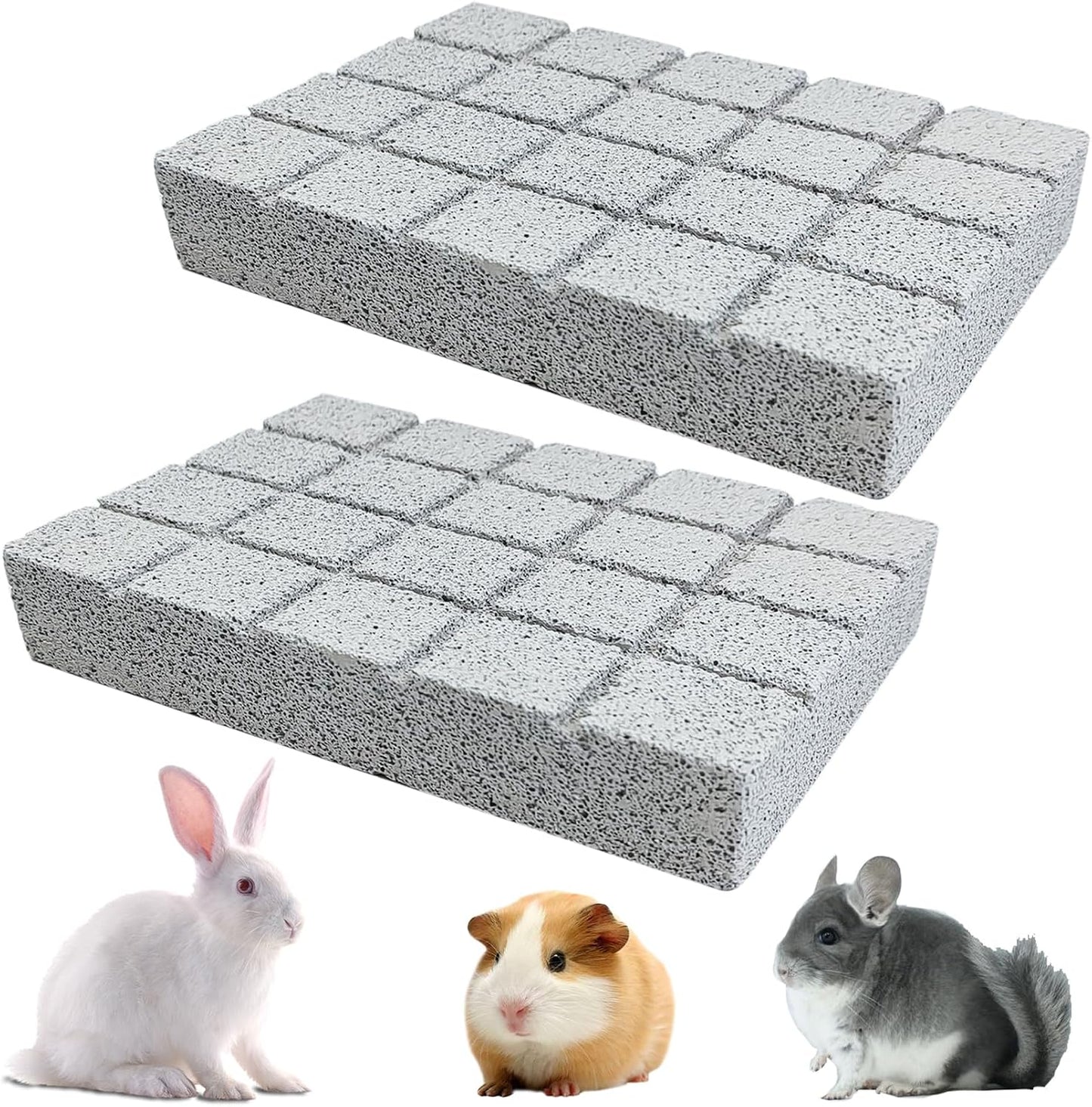 Hamiledyi Rabbit Scratching Pads front view showing the textured natural lava stone surface for small animal claw grooming.
