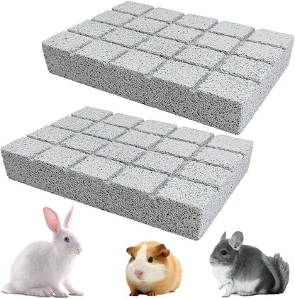 Hamiledyi Rabbit Scratching Pads front view showing the textured natural lava stone surface for small animal claw grooming.