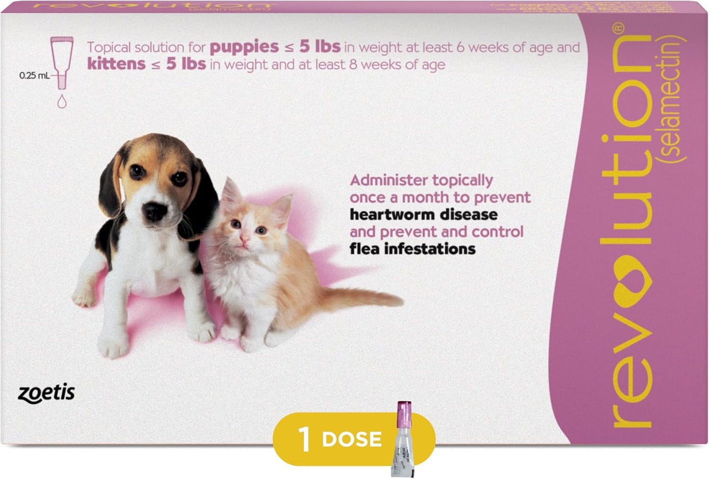Back of Revolution topical solution box showing application instructions