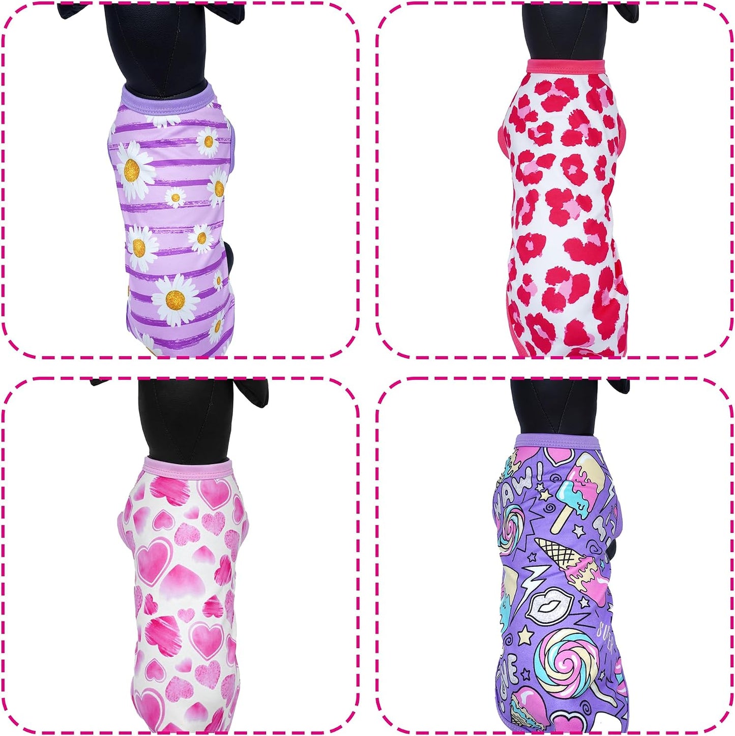 Back view of breathable cotton-blend dog tank tops