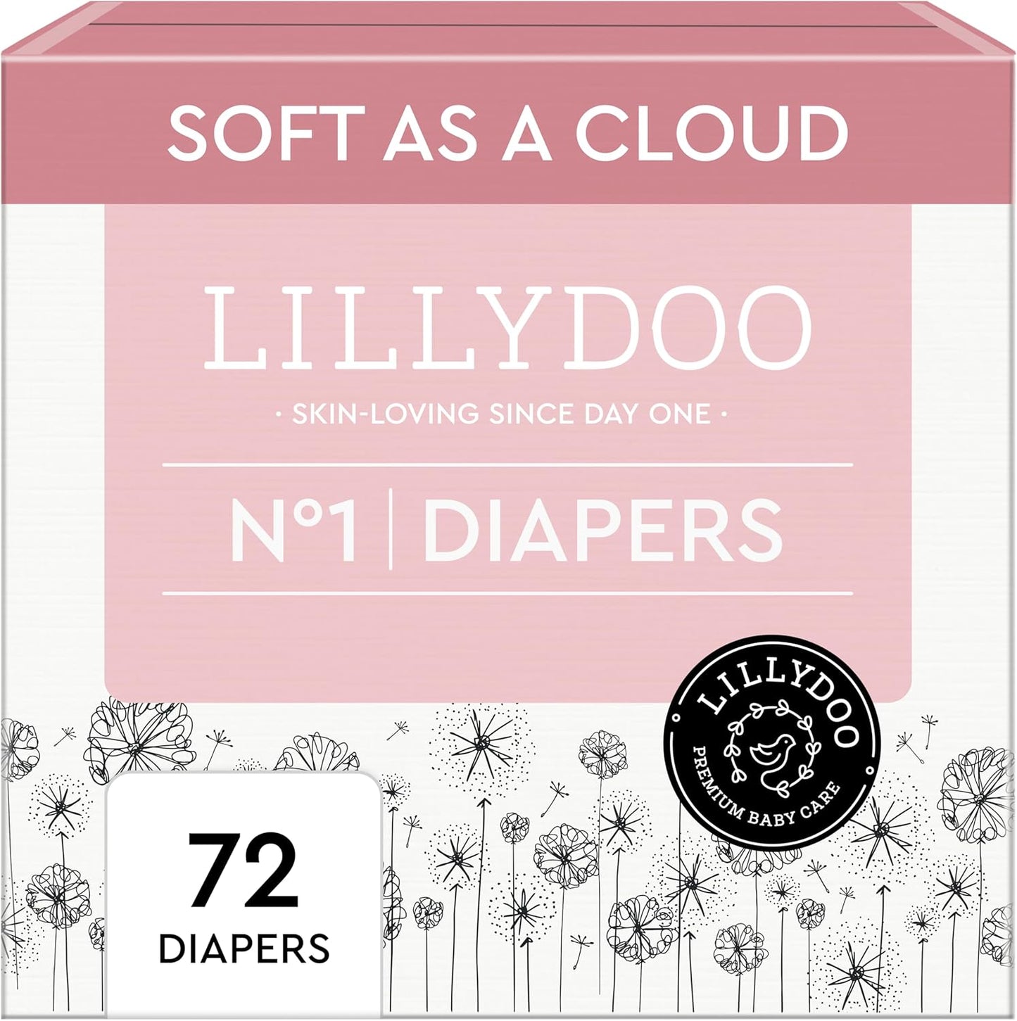 LILLYDOO Baby Diapers - Size 1 (4+ lbs), Half-Monthly Supply (72 Count), Leak Protection, Skin-Friendly, Ultrasoft, Perfume- & Chlorine-Free, Hypoallergenic, Dermatologist Tested, Oeko-TEXÂ® - Image 1