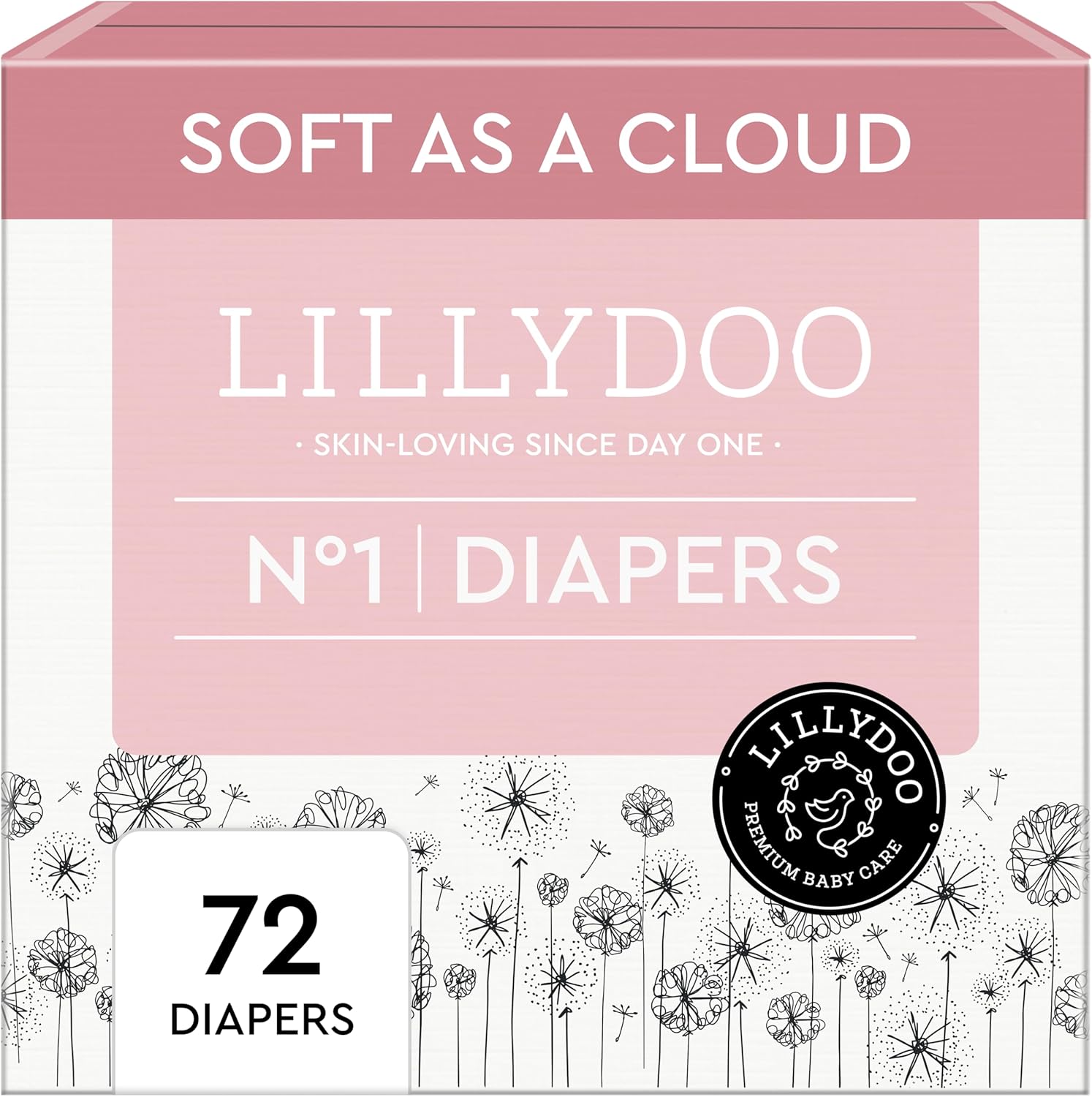 LILLYDOO Baby Diapers - Size 1 (4+ lbs), Half-Monthly Supply (72 Count), Leak Protection, Skin-Friendly, Ultrasoft, Perfume- & Chlorine-Free, Hypoallergenic, Dermatologist Tested, Oeko-TEXÂ® - Image 1