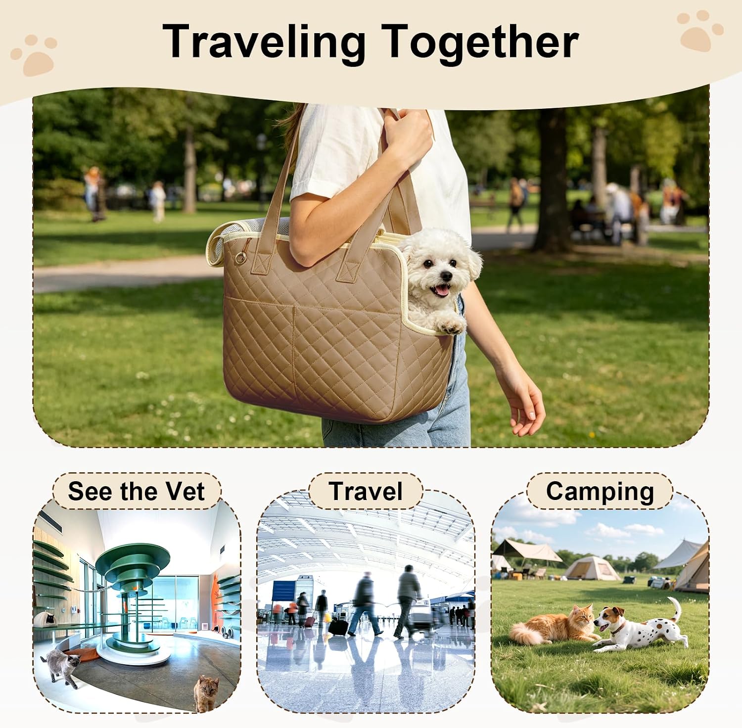 Comfortable padded shoulder strap detail of pet carrier