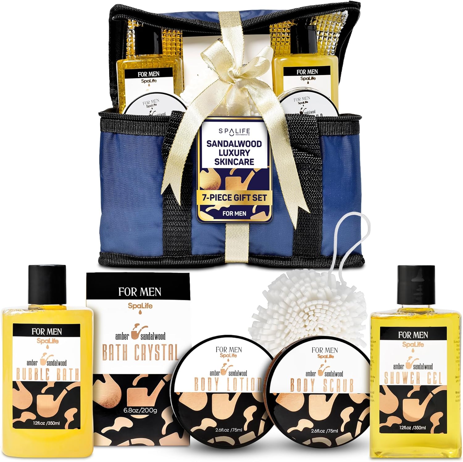 SpaLife luxury sandalwood grooming gift set for men front view