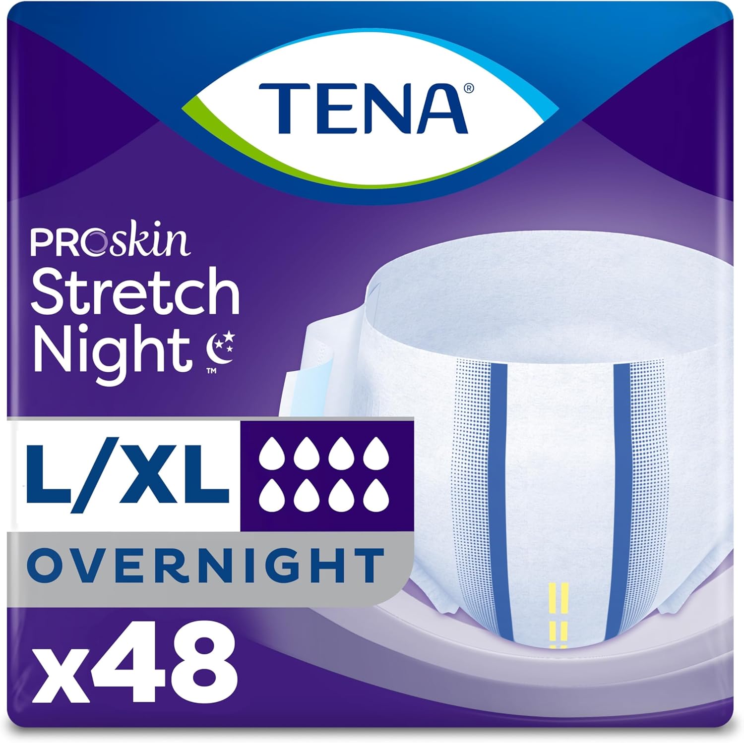 Tena ProSkin Overnight Incontinence Adult Diapers front packaging view