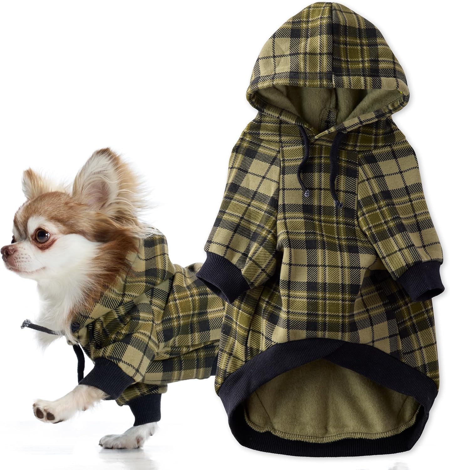 Pet Passion Rocky II - The Extra Comfy Hoodie, Organic Cotton and Recycled Poly Dog Hoodie Pet Coat Sweater for Small, Medium, Large Dogs, Black Sand Plaid, Small - Image 10