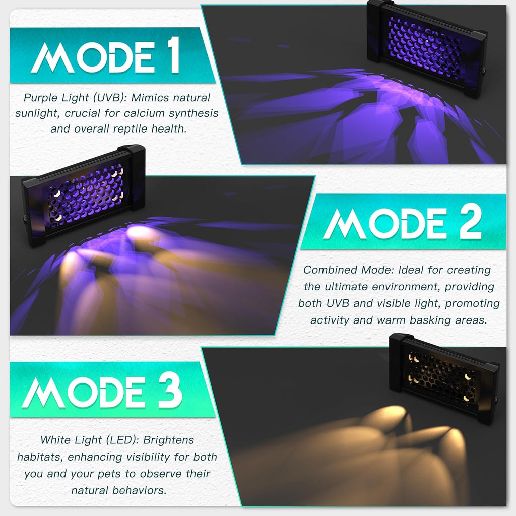 Eckpo large size reptile UVB lamp showing brightness control buttons