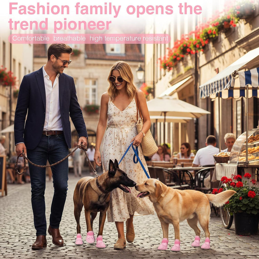 Set of four pink Qxapa dog shoes for summer and winter use
