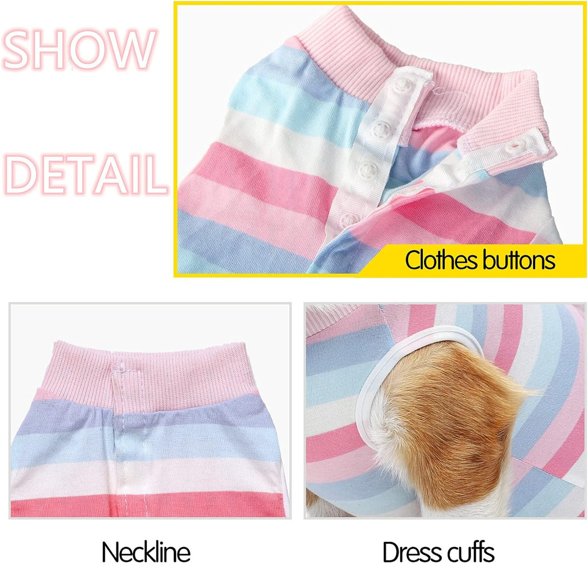 Coppthinktu breathable pet surgical recovery cloth showing snap button closure