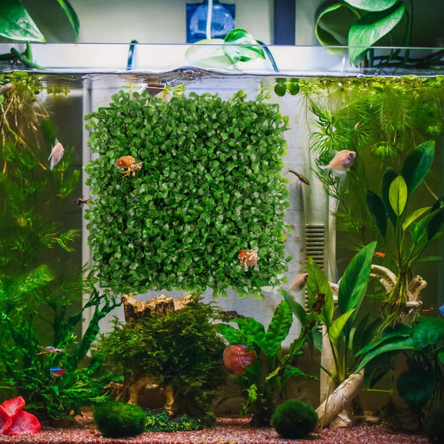 Orchidleaf fake turf climbing wall inside a reptile terrarium