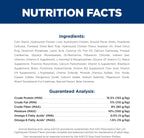 Nutritional information and ingredients panel on the back of the bag