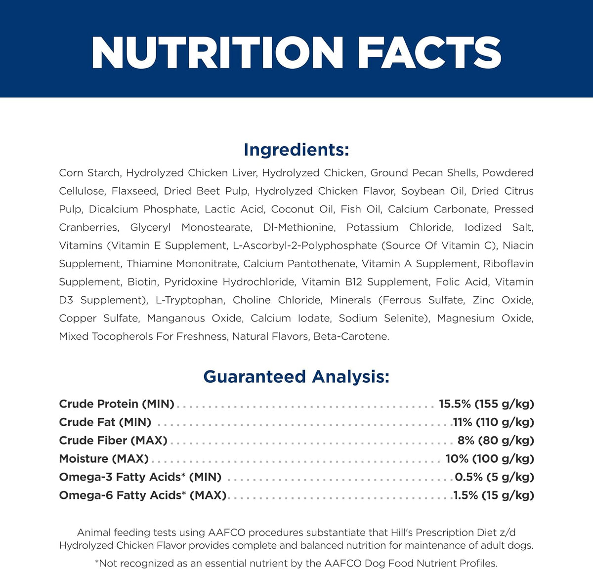 Nutritional information and ingredients panel on the back of the bag