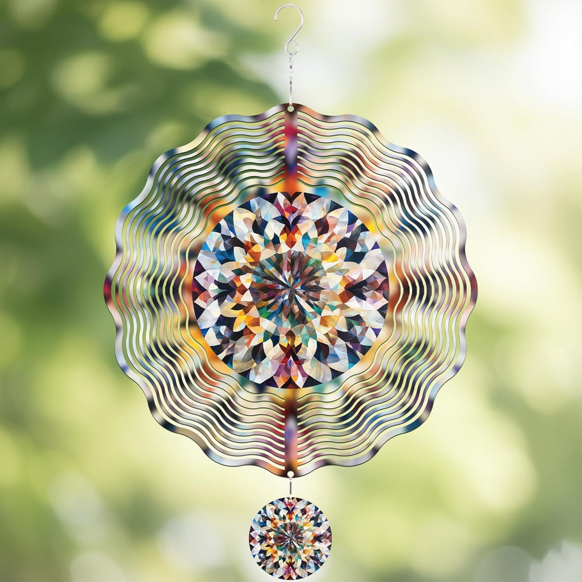 Liraveno 3D metal kaleidoscope kinetic wind spinner front view