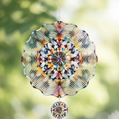 Liraveno 3D metal kaleidoscope kinetic wind spinner front view
