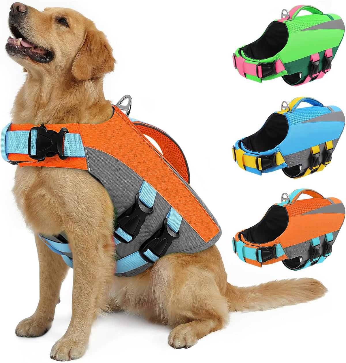 Queenmore Dog Life Vest for Swimming Boating, Adjustable Medium Dog lifejacket with Durable Rescue Handle, Puppy Life Vest with Enhanced Buoyancy for Swimming Pool Beach Boating, Blue, M - Image 9