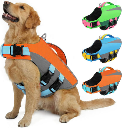 Queenmore Dog Life Vest for Swimming Boating, Adjustable Medium Dog lifejacket with Durable Rescue Handle, Puppy Life Vest with Enhanced Buoyancy for Swimming Pool Beach Boating, Blue, M - Image 9