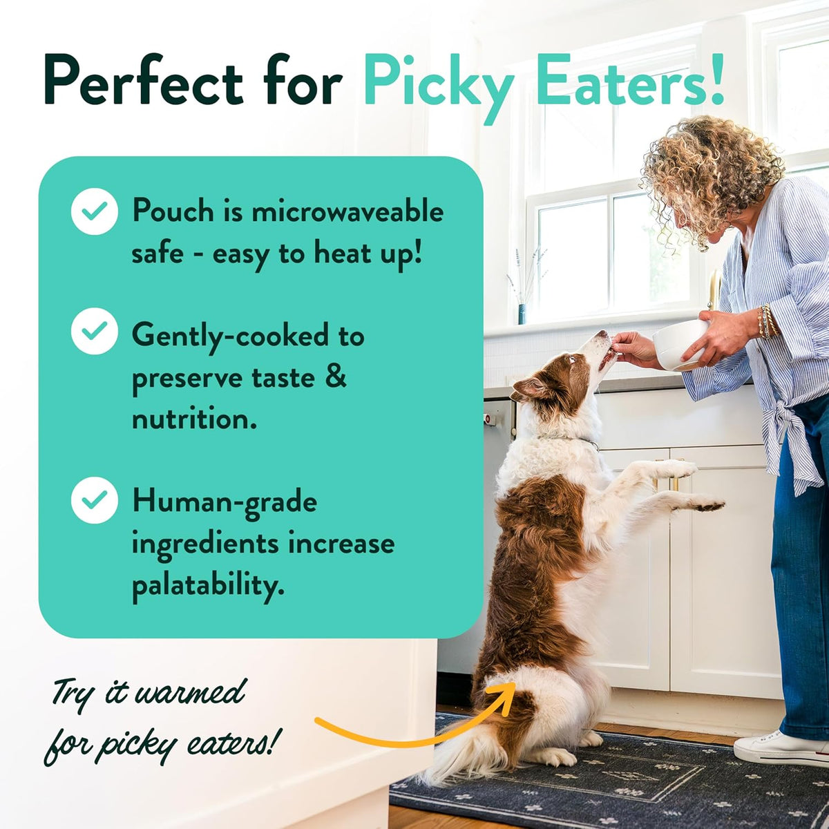 Close up of human-grade dog food ingredients