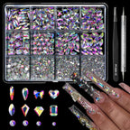 Cycullinyt Belleboost crystal AB nail art rhinestone set front view with storage box