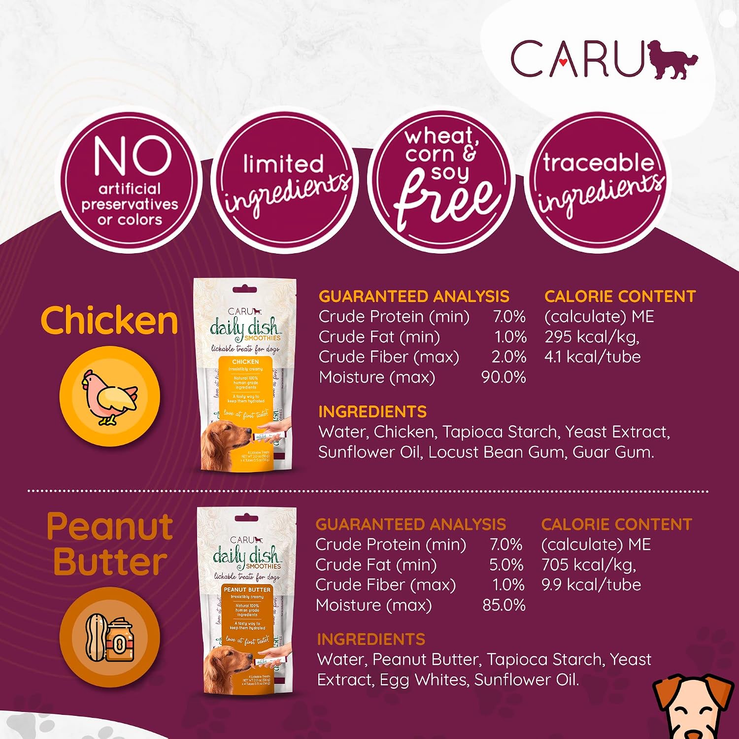 Caru Daily Dish Smoothies 4 pouch pack display
