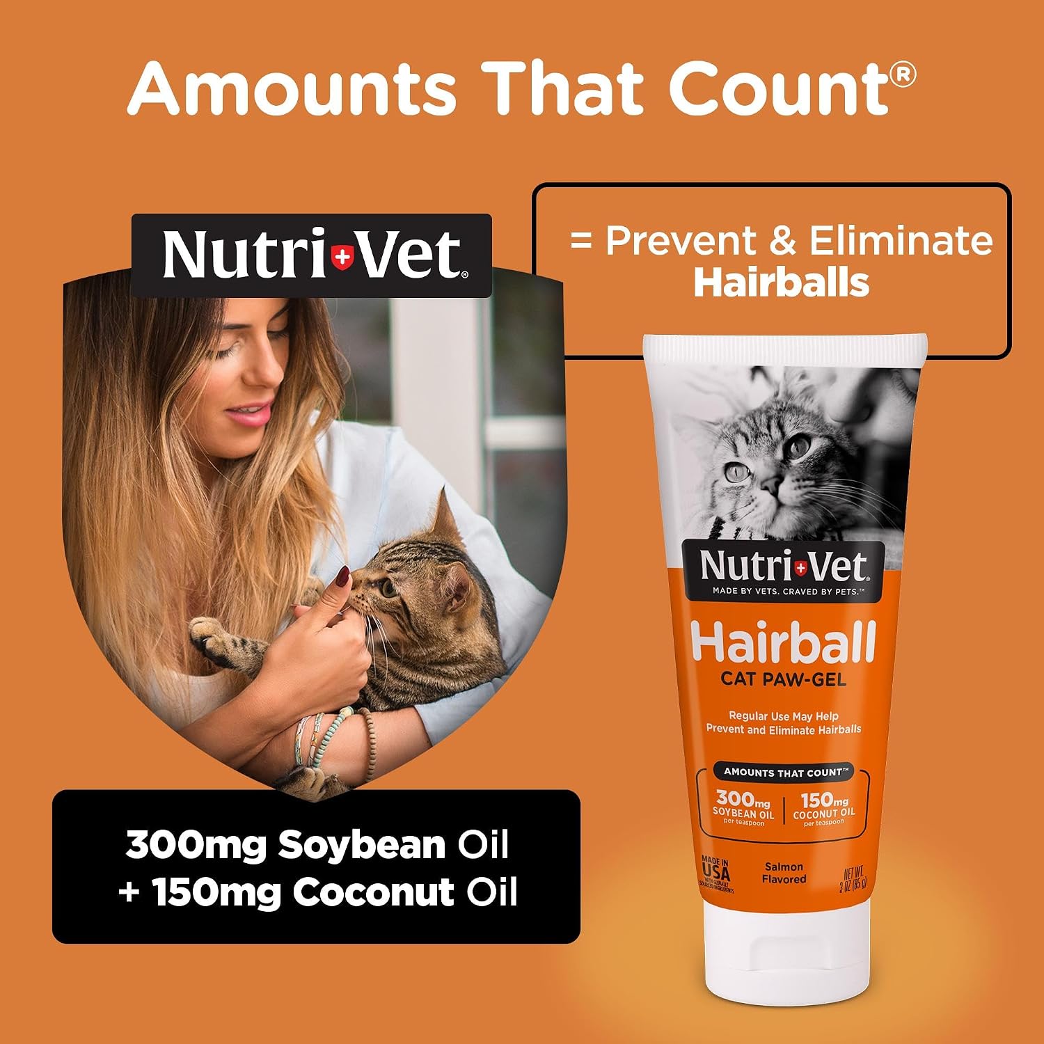 Cat licking salmon flavored hairball relief gel from its front paw