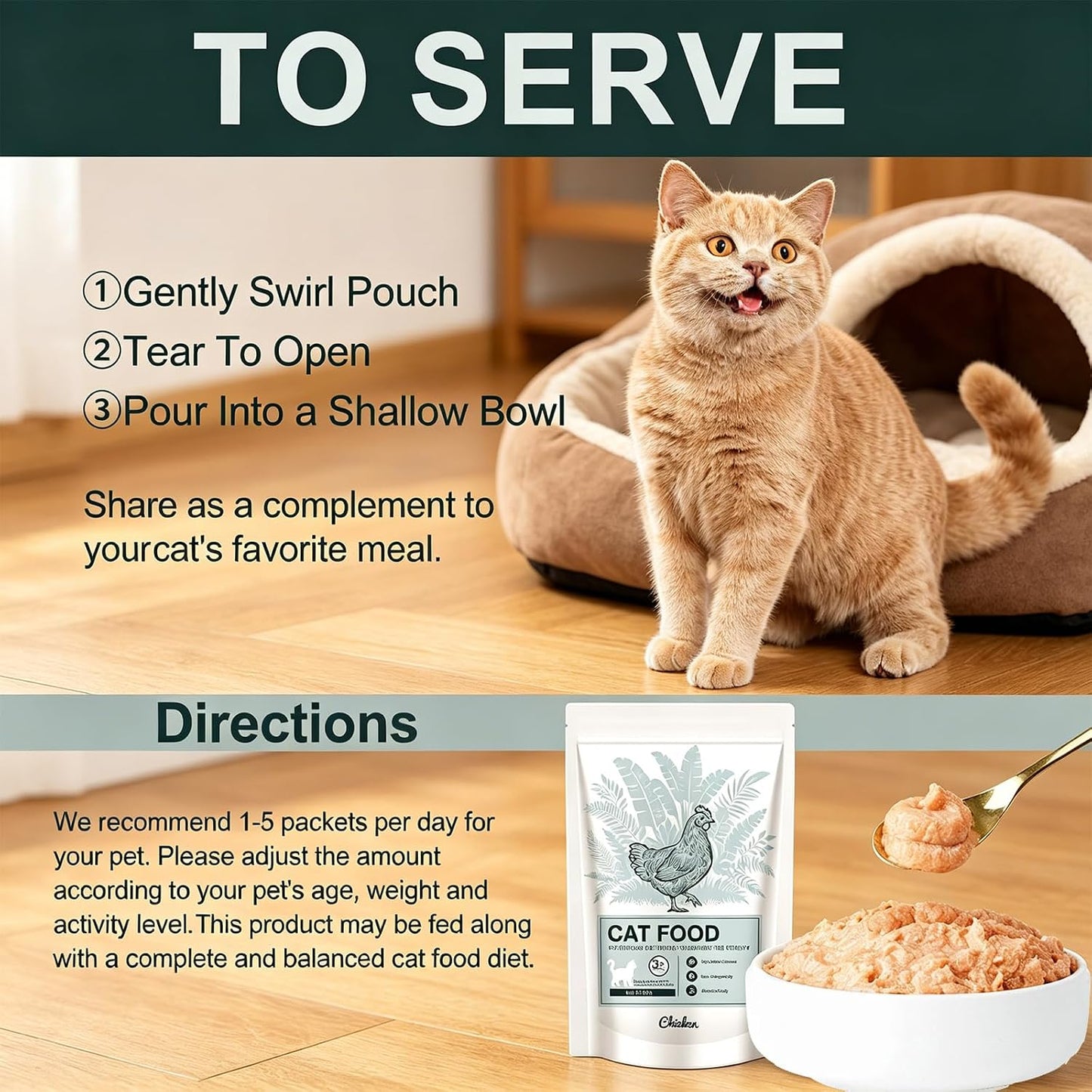 Senior cat enjoying Xelara food topper meal