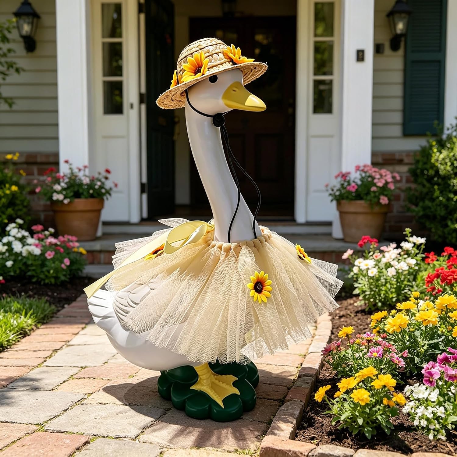 Polyester fiber seasonal yard statue costume accessories close up.