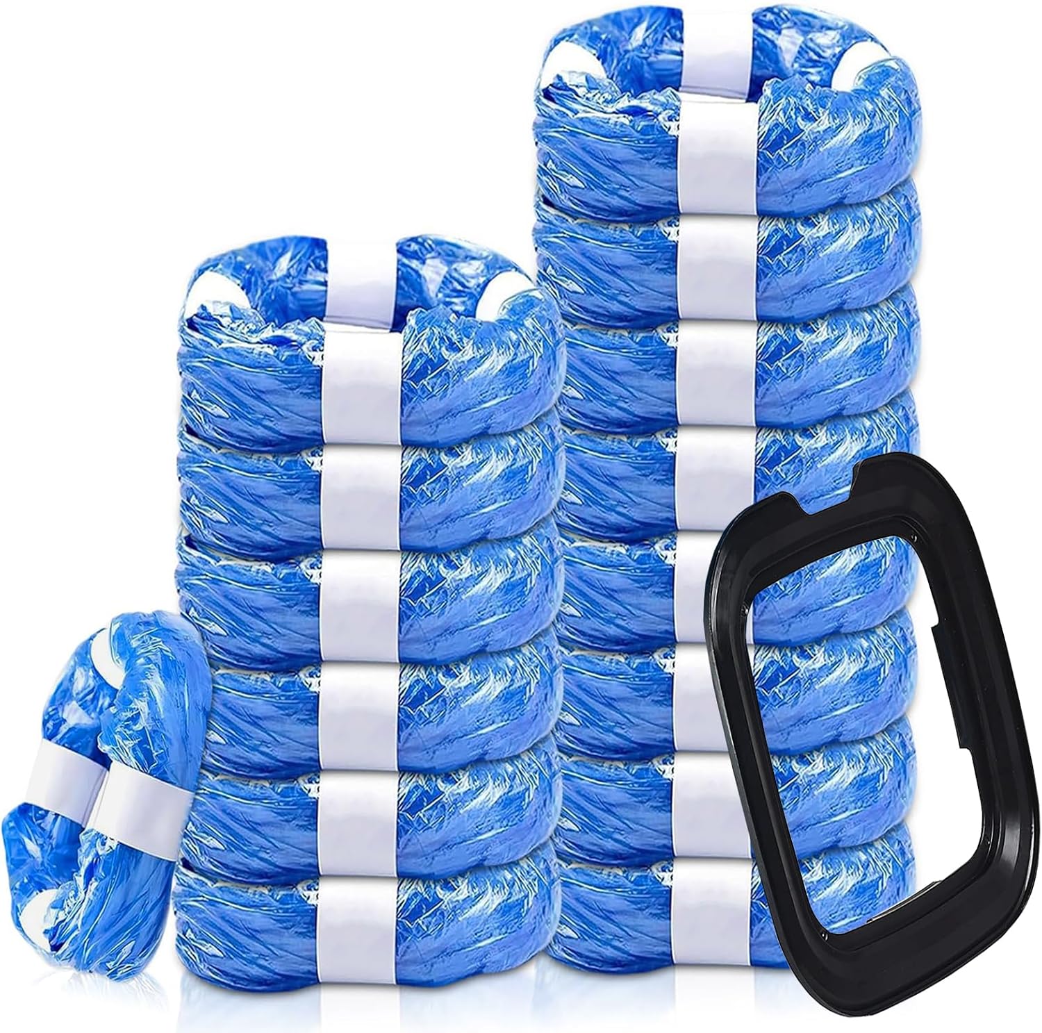 HUPIRCT cat litter refill bags fifteen pack front view showing blue plastic film and black dispensing rings for pet waste disposal