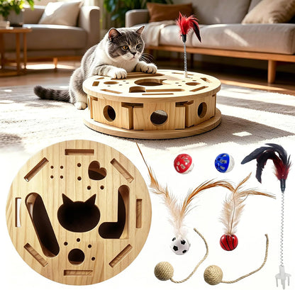 Durable wooden cat scratch puzzle box by Helmxlnq for indoor cats