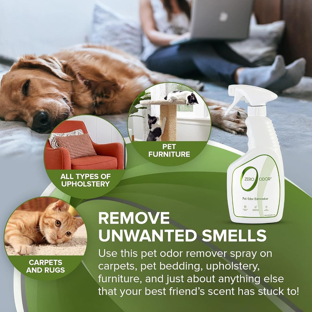 Zero Odor pet odor remover bottle showing trigger nozzle