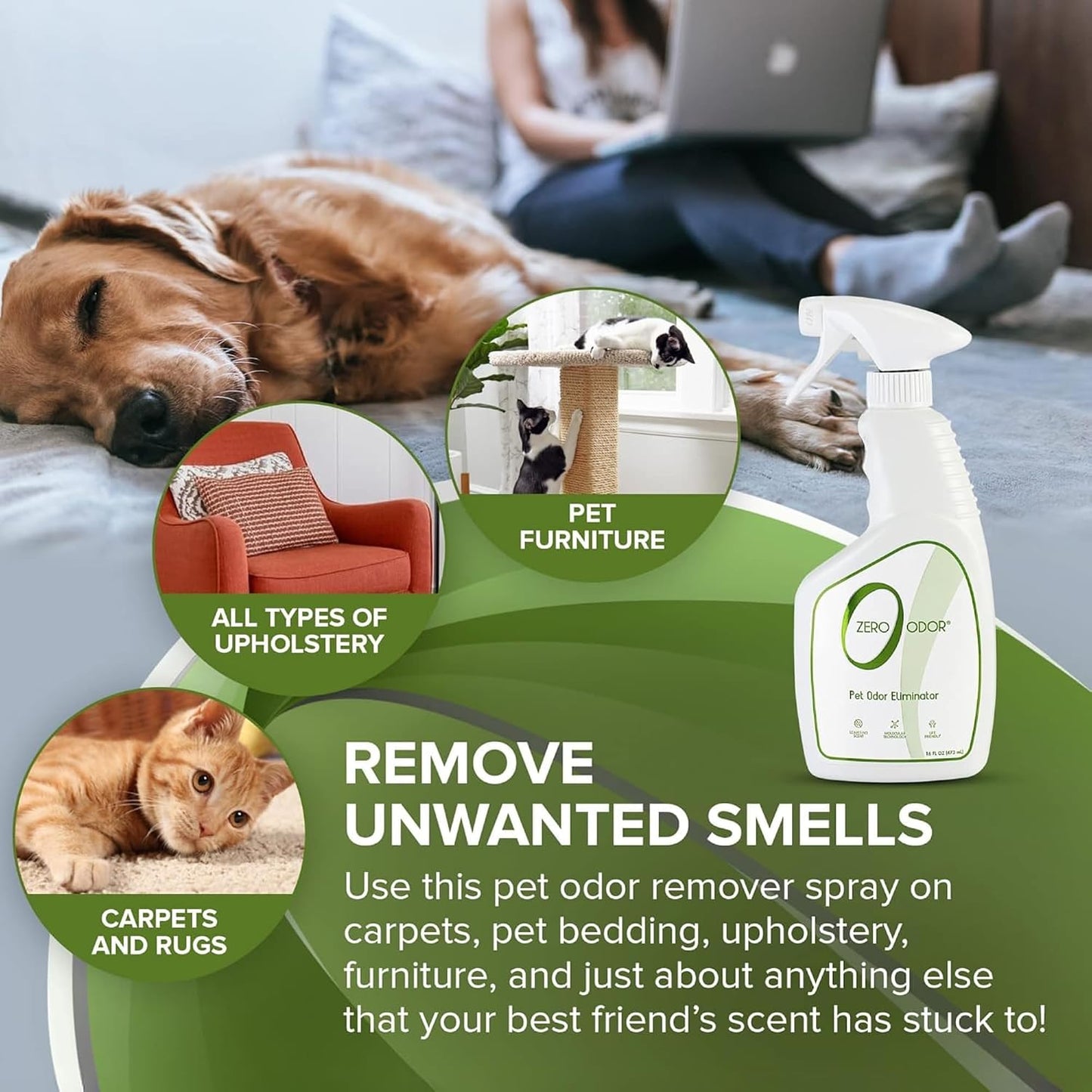 Zero Odor non toxic pet scent remover trigger spray