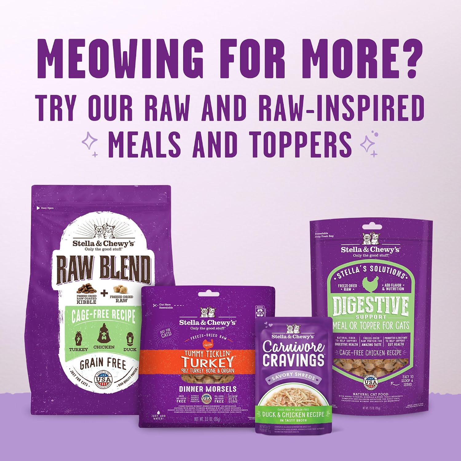 One calorie per treat premium cat snacks packaging displaying ingredients list