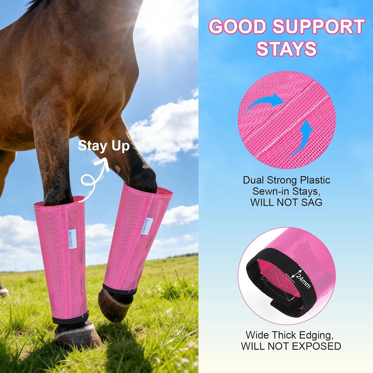 Warmwow non sag horse leggings showing the sturdy built in support strips