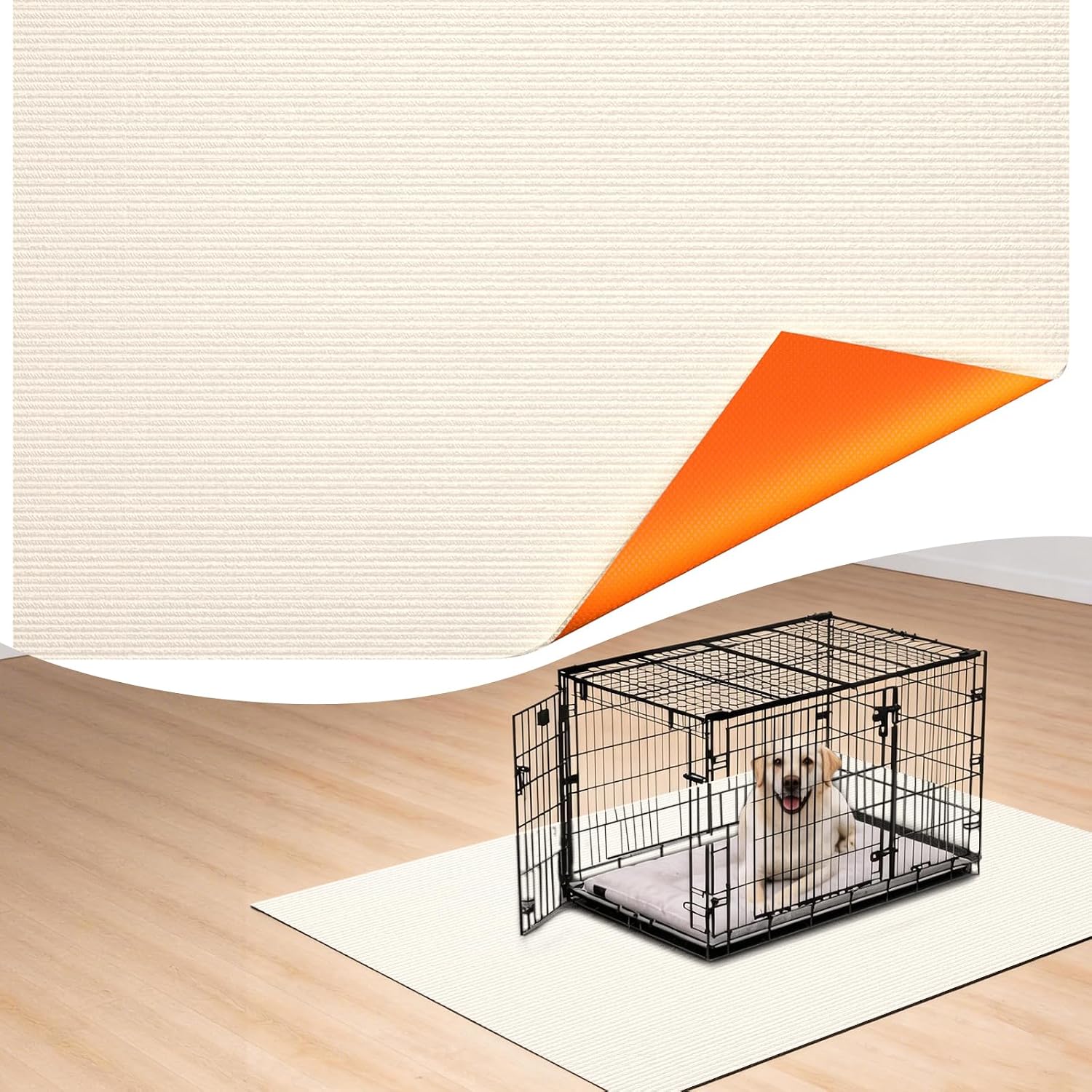 Dog Crate Mat, 24 in X 36 in Dog Playpen Mat Rubber Kennel Mat Extra Large Liner for Under Dogs Crate Cages, Absorbent Urine, Puppy Pee Pad Reusable Washable Floor Protector Waterproof Non-Slip Black - Image 14
