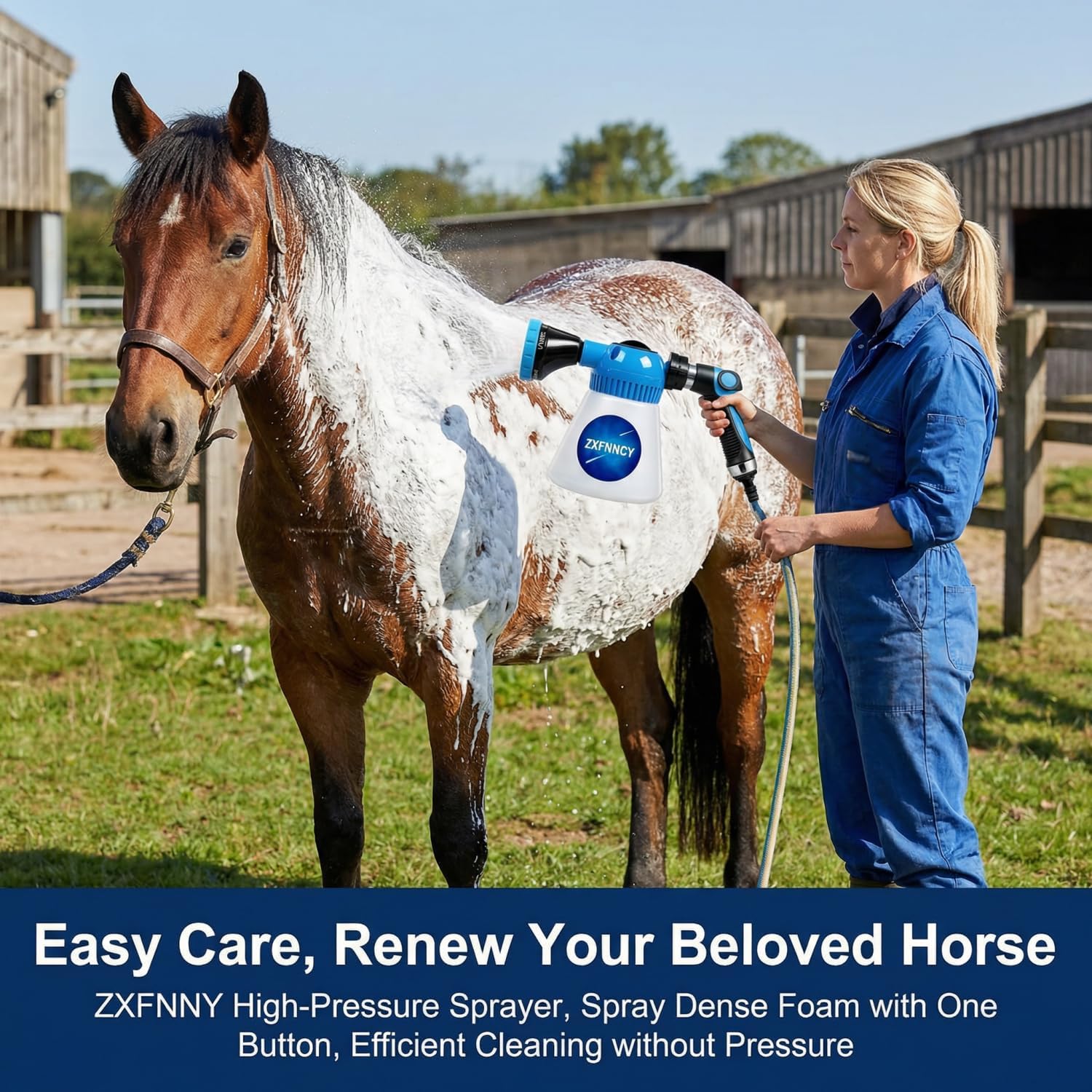 Professional grade foam gun for horse and pet grooming