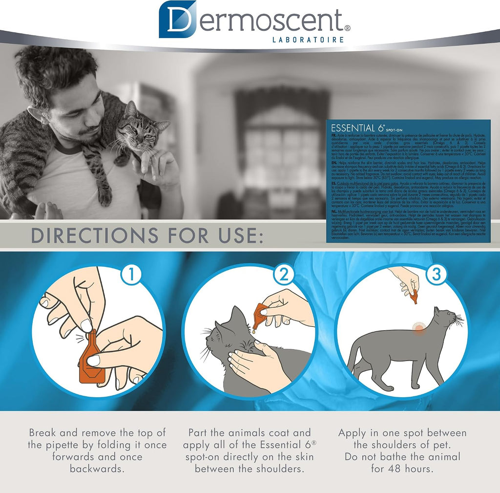 Complete set of Bayer Dermoscent Essential 6 for cats with pipettes
