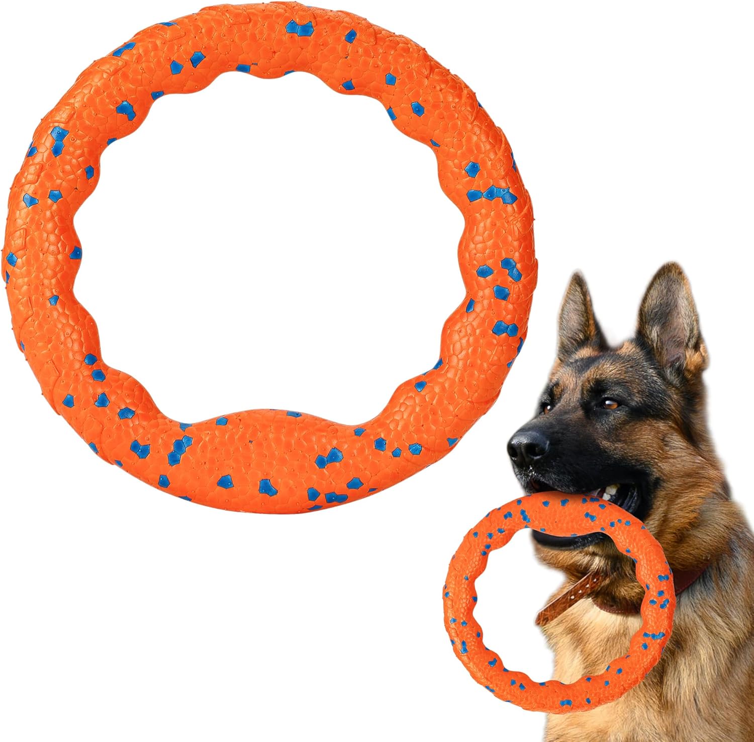 Fusoto dog training ring front view orange floating fetch toy