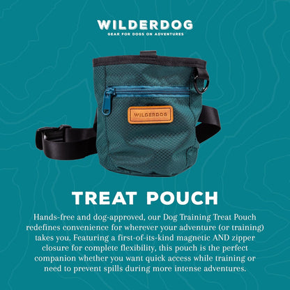 Wilderdog green training pouch showing attached mini metal carabiner
