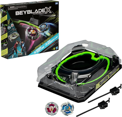 Beyblade X Xtreme Battle Set front view with arena and tops